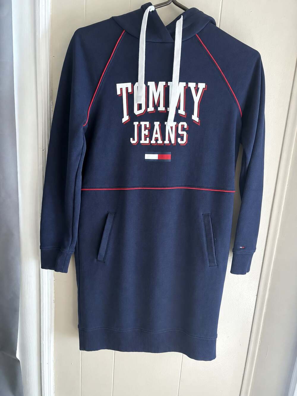 Tommy Jeans Navy Blue Hooded Sweatshirt Dress Size XS